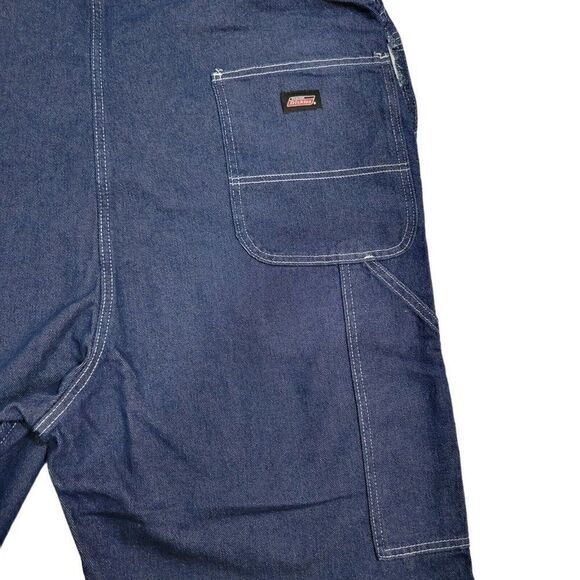 Dickies Bib Overalls Men 2XL XXL Carpenter Blue Jean Denim Pockets Workwear NEW - Picture 8 of 16